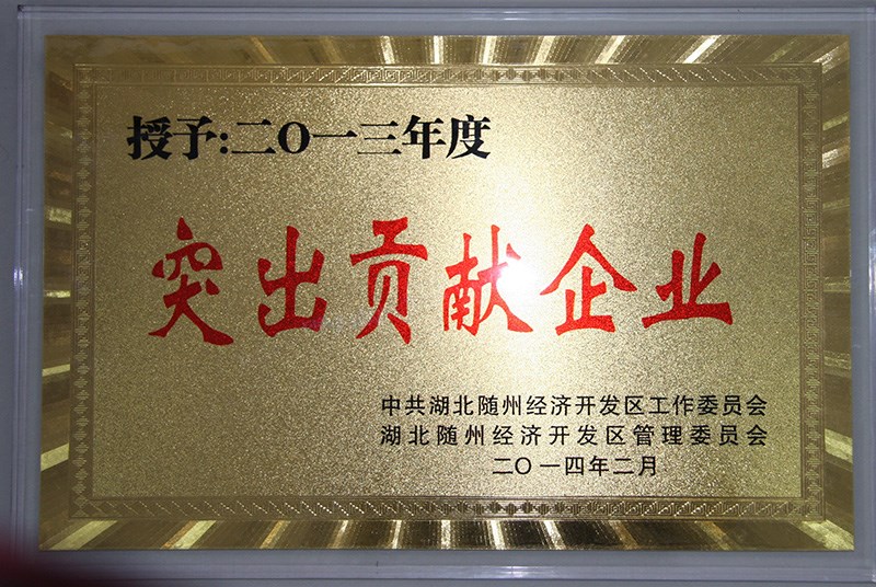 廈工楚勝榮獲隨州市2013年突出貢獻(xiàn)企業(yè)